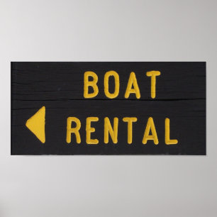 Boat Rental Wood Sign. buitendeur Poster