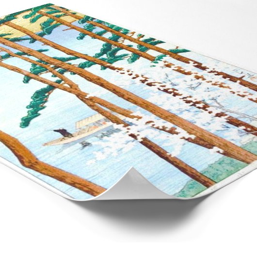 Boat Through Trees Japans Woodblock Art Ukiyo-E Poster (Hoek)