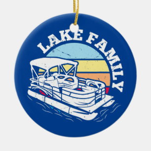 Boat van het Boating Weekend Lake Family Summer Po Keramisch Ornament