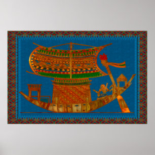 Boat van Reeds Egyptian Folk Art Poster