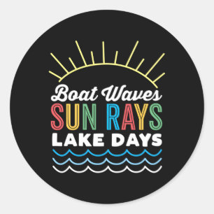 Boat Waves Sun Rays Lake Day Outdoor Ronde Sticker