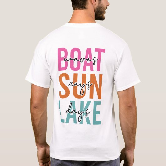 Boat Waves Sun Rays Lake Day Retro T-shirt (Achterkant)