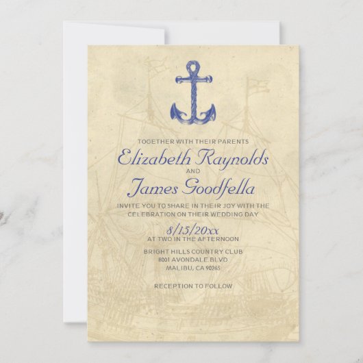  Boat Wedding Invitations Kaart (Voorkant)