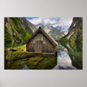 Boathouse in het Obersee-meer in Alpen in Duitslan Poster (Voorkant)