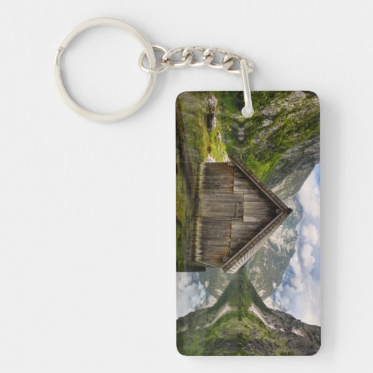Boathouse in het Obersee-meer in Alpen in Duitslan Sleutelhanger (Voorkant)