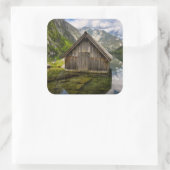 Boathouse in het Obersee-meer in Alpen in Duitslan Vierkante Sticker (Tas)