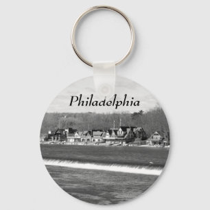 Boathouse Row winter b/w Sleutelhanger