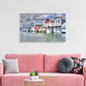 Boathouses aan het meer canvas afdruk (Insitu (Woonkamer))