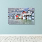 Boathouses aan het meer canvas afdruk (Insitu (Houten vloer))