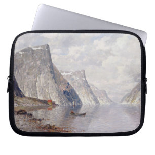 Boating op een Noorse Fjord (olie op canvas) Laptop Sleeve