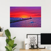 Boating op Sunrise Poster (Thuiskantoor)