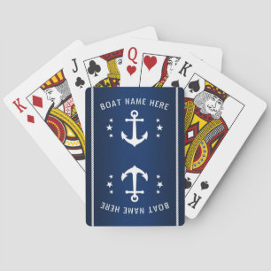 Boatnaam Nautical Anchor Rope Stars Navy Pokerkaarten