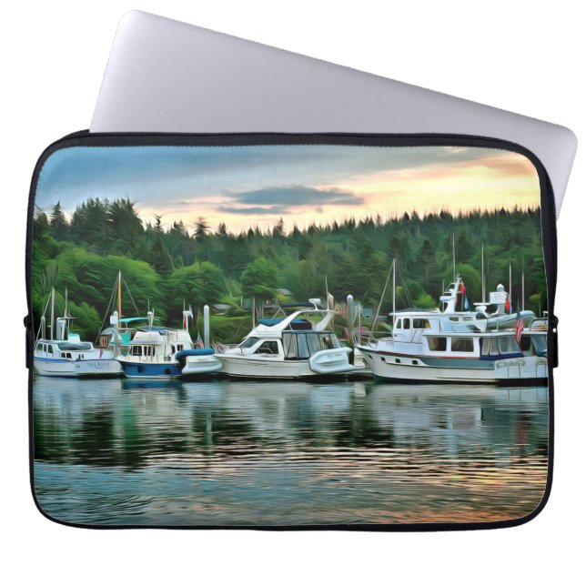 Boats bij Sunset op Bainbridge Island Laptop Sleeve (Voorkant)