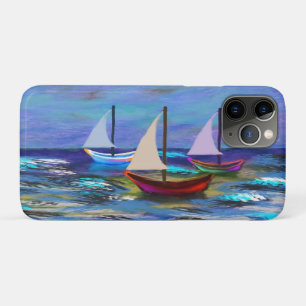 Boats bij zee fleece deken iPhone 11 pro hoesje