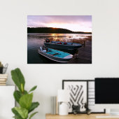 Boats door de Dock op Sundown Poster (Thuiskantoor)