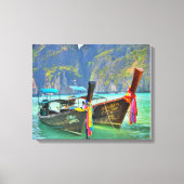 Boats in Maya Bay Canvas Afdruk (Voorkant)