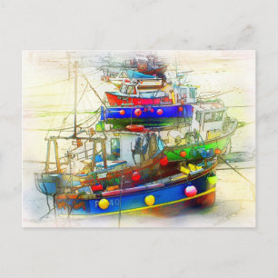 BOATS IN ST. IVES HARBOR BRIEFKAART