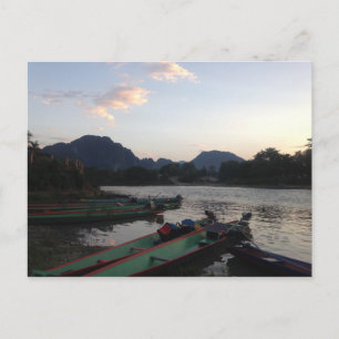 Boats in Vang Vieng Briefkaart