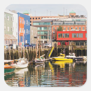 Boats Moored   Portland, Maine Vierkante Sticker