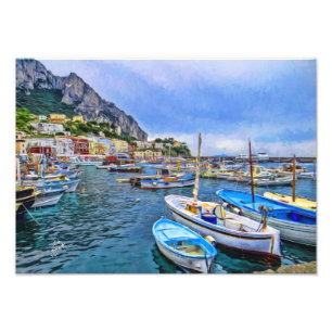 Boats of Capri Italy Photo Art Foto Afdruk