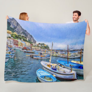 Boats of Capri Italy Travel Photography Popular Fleece Deken