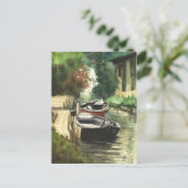 Boats op de rivier briefkaart (Staand voorkant)
