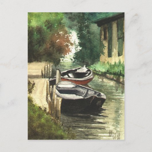 Boats op de rivier briefkaart (Voorkant)