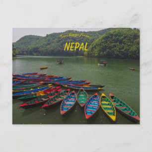 Boats op het Phewa-meer in Pokhara Nepal Briefkaart