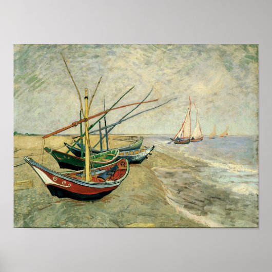 Boats op het strand bij Saintes-Maries Poster (Voorkant)