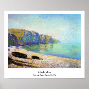 Boats op het strand in Pourville, Low Tide Monet Poster