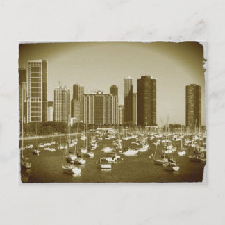 Boats parkeerden bij Lake Michigan in Chicago. Briefkaart