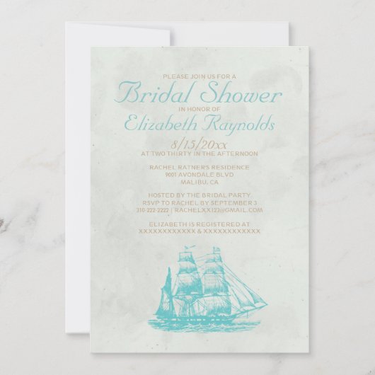Boats rustiques Invitations de douche nuptiale (Devant)