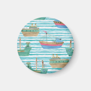 Boats Stripes: Waterverf schilderpatroon. Magneet