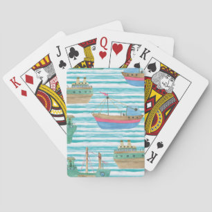 Boats Stripes: Waterverf schilderpatroon. Pokerkaarten