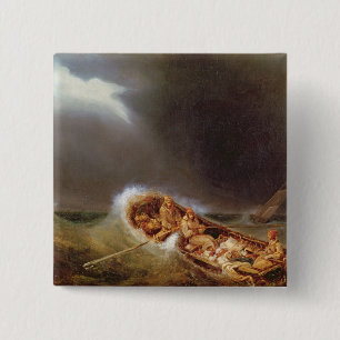 Boats van Dieppe die terugkeren van Gevist Vierkante Button 5,1 Cm