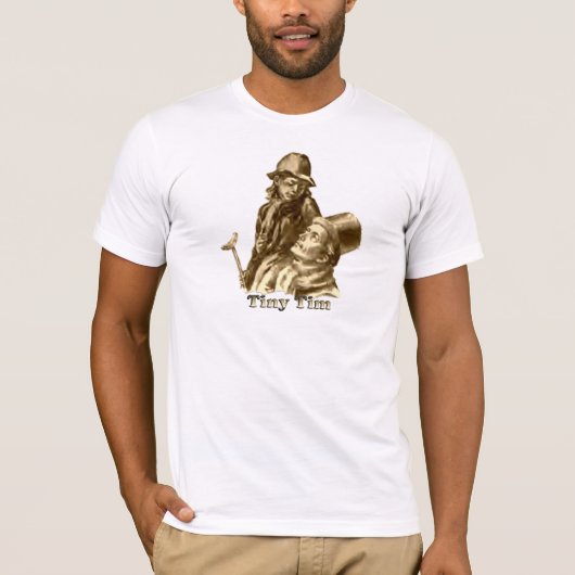 Bob Cratchit en Tiny Tim in een kerstkarol T-shirt (Voorkant)