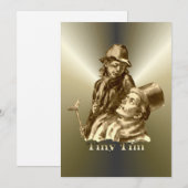 Bob Cratchit en Tiny Tim KerstCarol Feestdagenkaart (Voorkant / Achterkant)