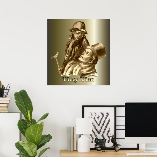 Bob Cratchit en Tiny Tim KerstCarol Poster (Thuiskantoor)