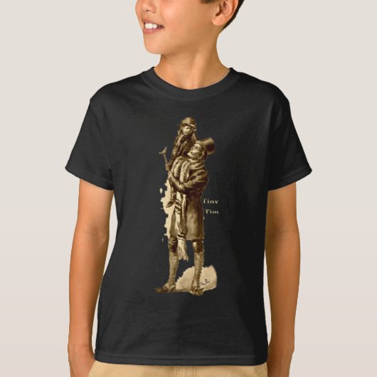 Bob Cratchit en Tiny Tim KerstCarol T-shirt (Voorkant)