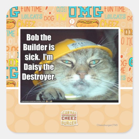 Bob de Bouwer is ziek Vierkante Sticker (Voorkant)