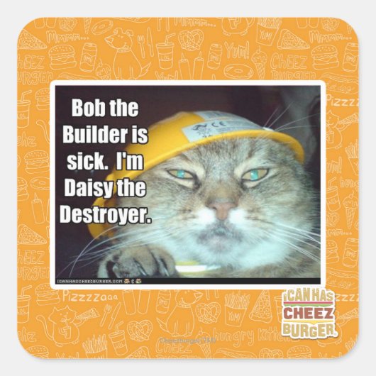Bob de Bouwer is ziek Vierkante Sticker (Voorkant)