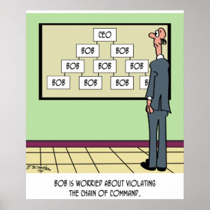 Bob is de enige op de organigram poster