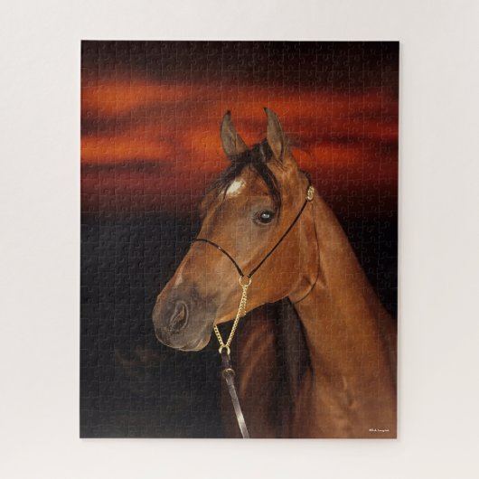 Bob Langrish | Arabisch Stallion Headshot Sunset Legpuzzel (Verticaal)