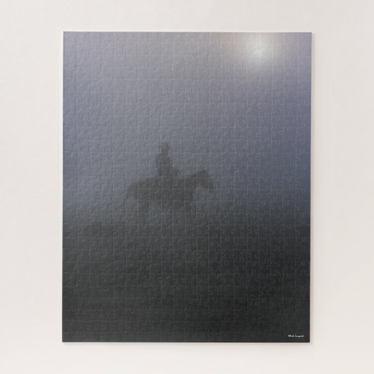 Bob Langrish | Cowboy die in een mist met een hond Legpuzzel (Verticaal)