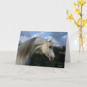 Bob Langrish | Gray Arab Stallion Headshot Kaart (Gele Bloem)