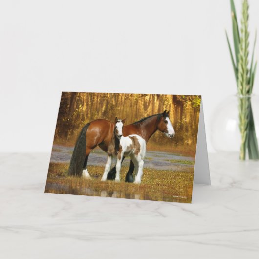 Bob Langrish | Gypsy Vanner Mare and Foal Fantasy Kaart (Voorkant)