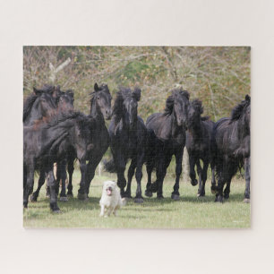 Bob Langrish Herd Black Meren Horses en Dog Legpuzzel