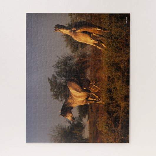 Bob Langrish | Twee paarden die op zonsondergang r Legpuzzel (Verticaal)
