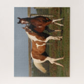 Bob Langrish | Twee verfpaarden die samen spelen Legpuzzel (Verticaal)