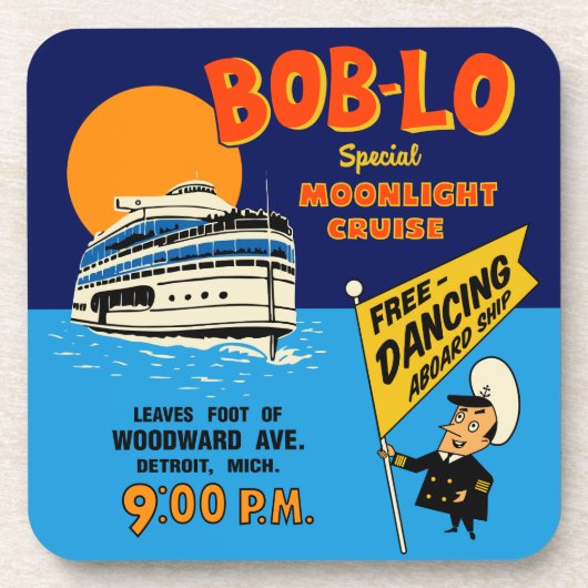 Bob-Lo Special Moonlight Cruise Retro Design Bier Onderzetter (Voorkant)